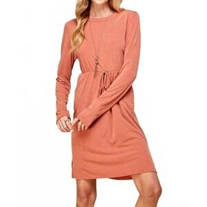 NEW SHOPIN LA long sleeve midi dress - plus in rust